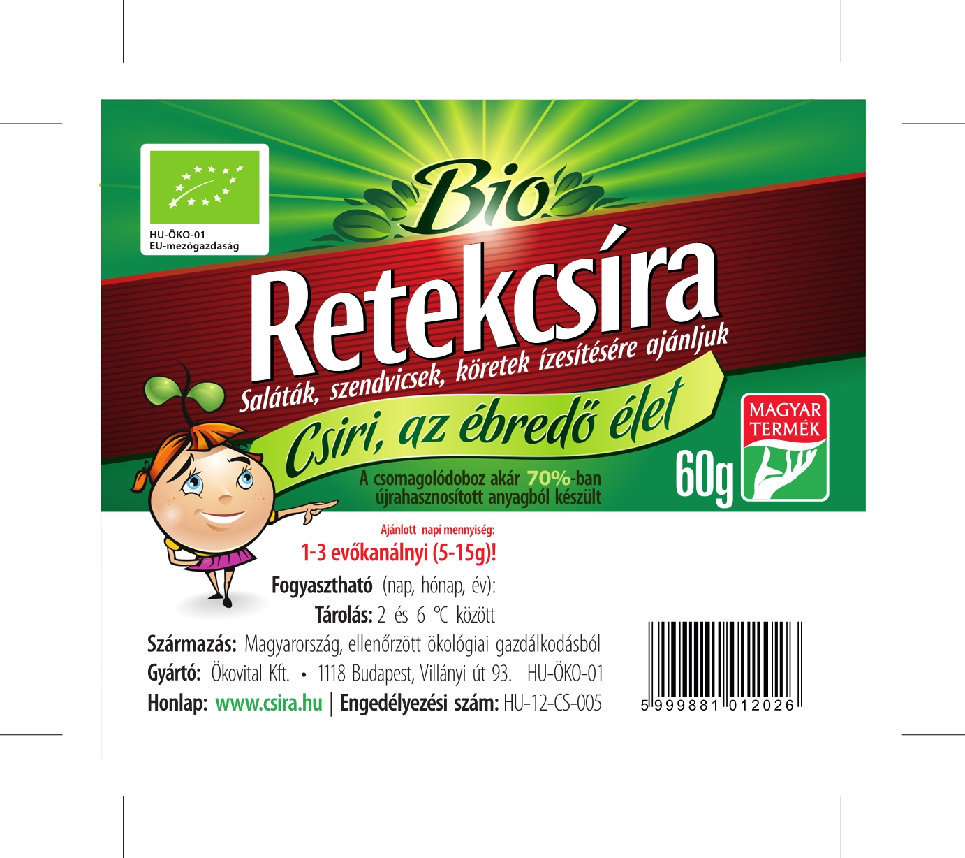 Bio Retekcsíra 60g